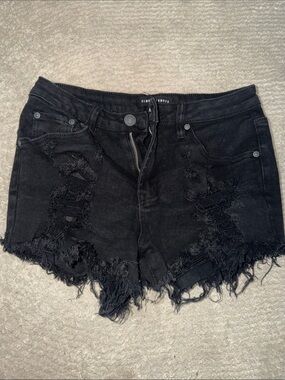 Almost Famous Black Distressed Frayed Denim Shorts